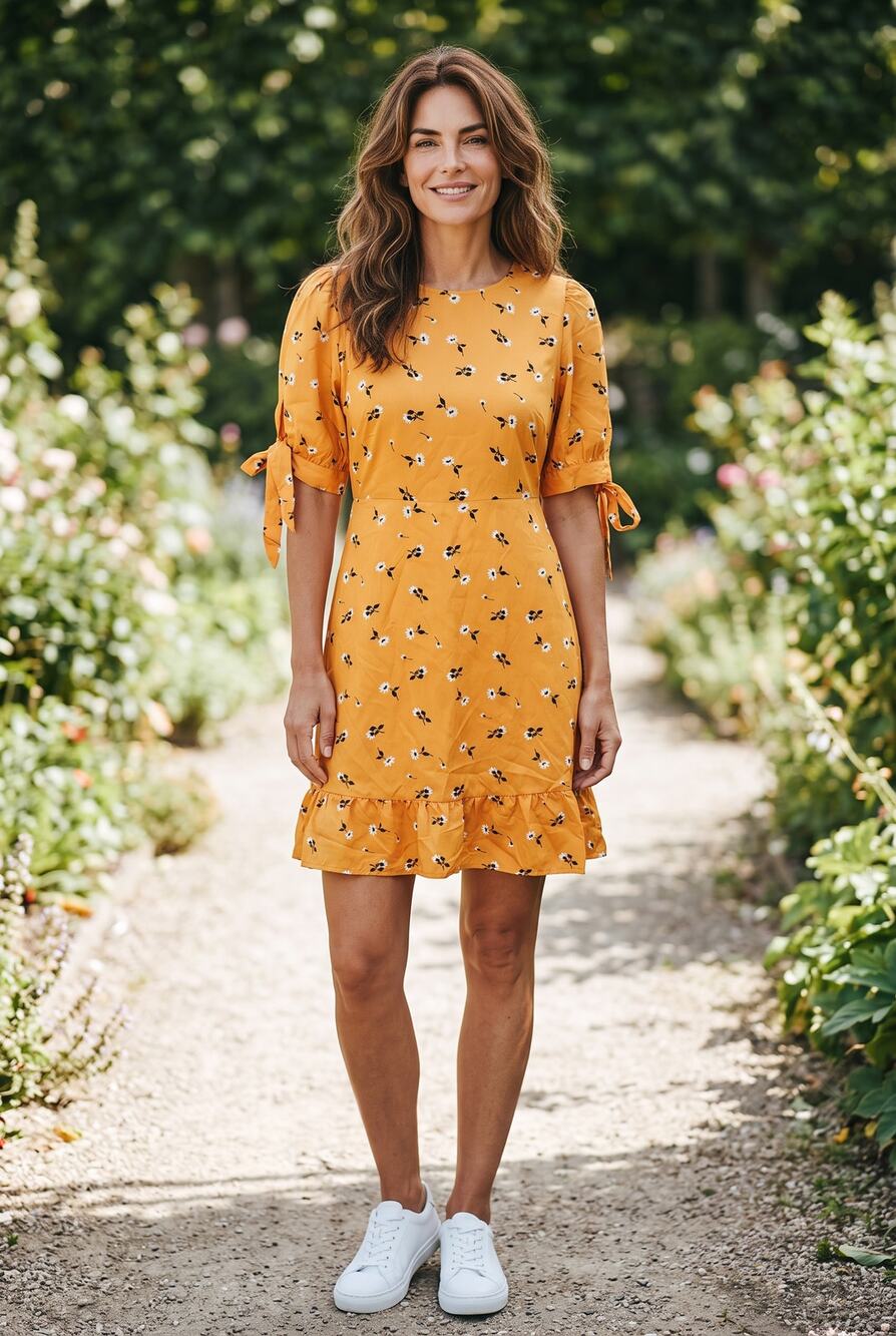 Vero Mada Orange Floral Ruffle Mini Dress Cottagecore M NWT Boho Cute Romantic